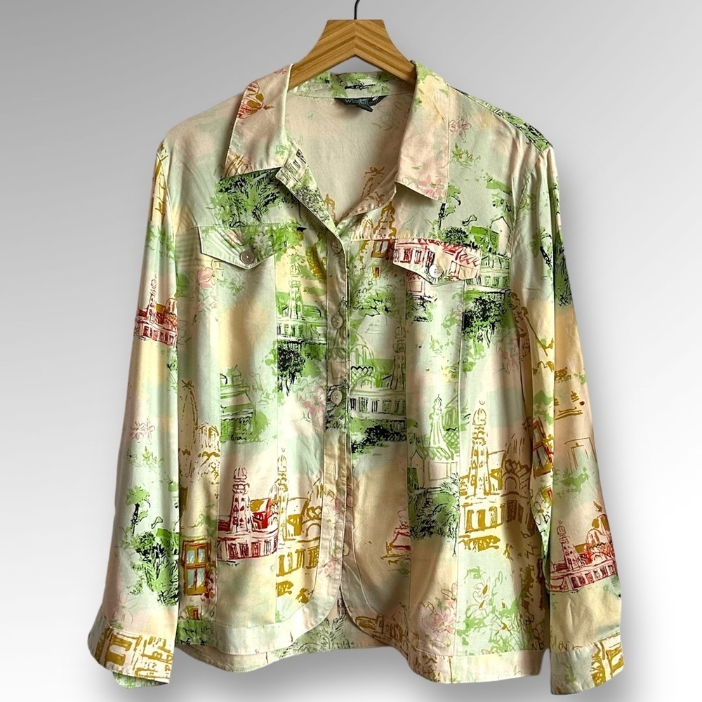 What if…? Womens Button Up Long Sleeve Shirt Sz L